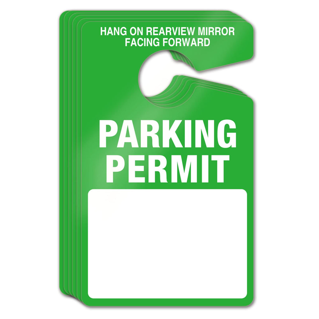 50 Pack Parking Permit Hang Tag -Poly Plastic Parking Placards -Temporary Parking Passes, Blank PVC Parking Passes for Car Rear View Mirror 3x5" (Green)