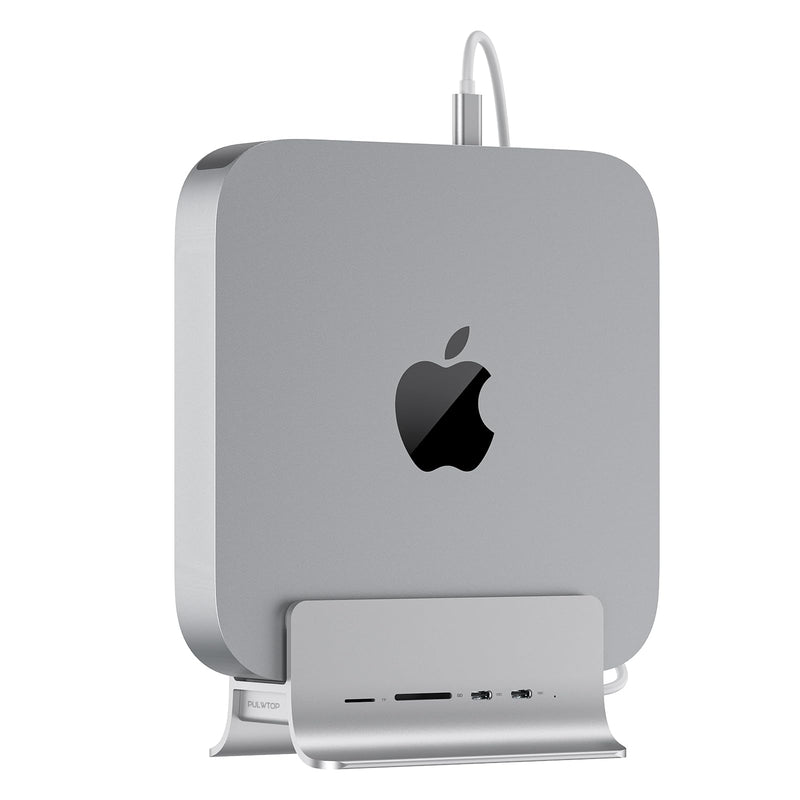 USB C Hub for Mac mini, 5 in 1USB Hub Adapter Support M.2 NVMe SSD Expand, Docking Station with 2 USB C 10Gbps, SD/TF Card Reader, M.2 SSD (Not Included) 5 in 1 Mac Mini Stand Hub