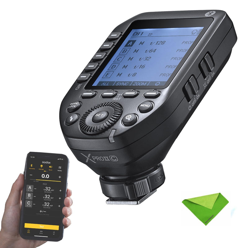 Godox XProII XProII-C XProIIC Flash Trigger for Canon, Godox Flash Wireless Transmitter TTL 2.4G HSS 1/8000S Bluetooth Connection, Large Screen Trigger for Canon EOS Cameras(XPro XPro-C Upgraded)