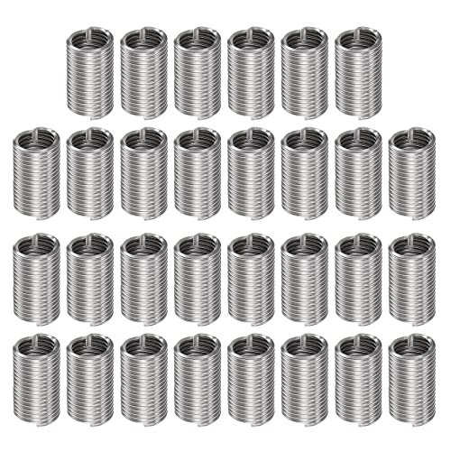 HARFINGTON 30pcs Wire Threaded Inserts 5/8-11 UNC 3D 47.7mm 304 Stainless Steel Helical Coiled Wire Thread Sleeve