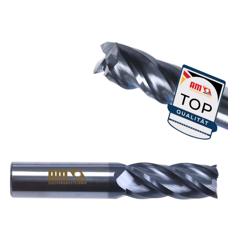Solid carbide end mill, high-quality carbide mill, TiAlN HPC, available in sizes diameter 1-20 mm, diameter 8 x 20/60 mm, shaft diameter 8 mm Ø8x 20/60mm SchaftØ 8mm
