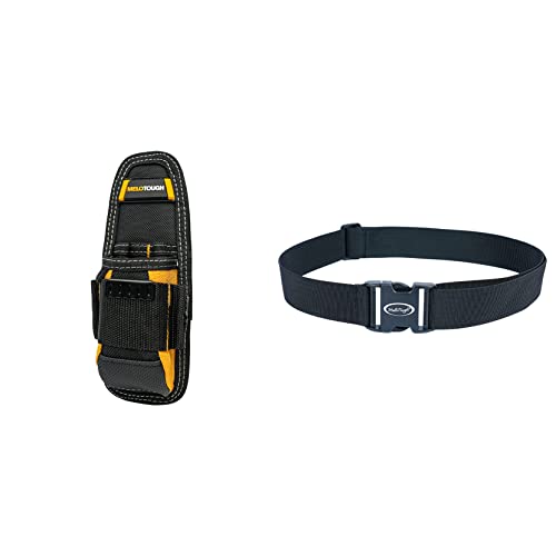 MELOTOUGH Small Tool Holder, Min Work Organizer Tool Pouch and Knife Holder with Snap Clip + Tool Web Work Belt Buckle 2" inch Wide Belt Black Simple Style