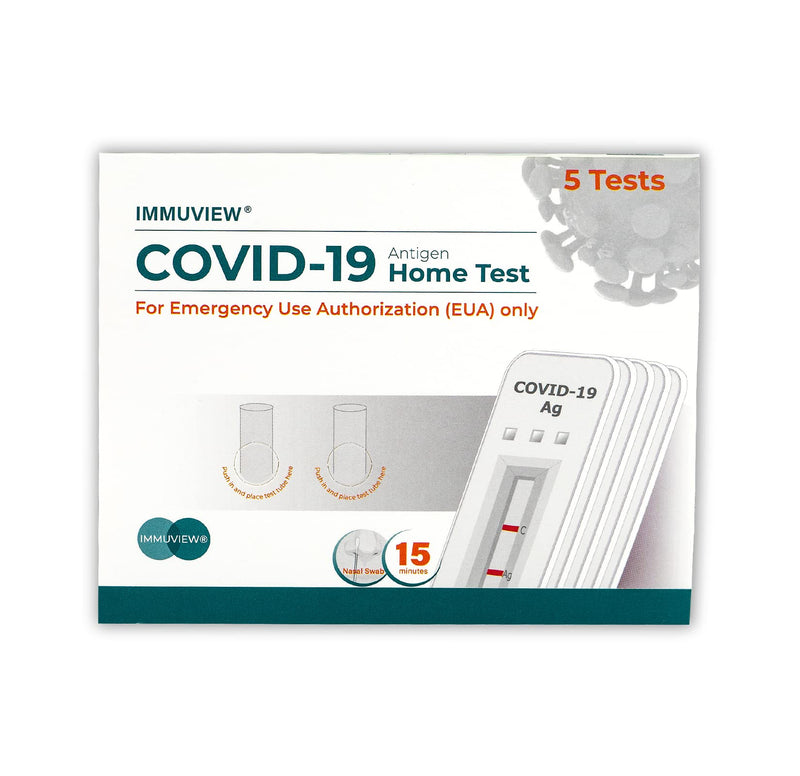 COVID-19 Antigen Home Test, FDA EUA At-Home Self Test, Non-invasive Nasal Swab, Easy to Use & Results Within 15 Minutes (1 Pack, 5 Tests Total)