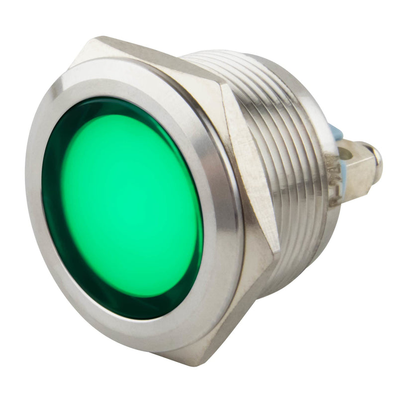 SeKi 22mm LED Indicator Light in Green 6-24V; V2A Stainless Steel Signal Light - Indicator Light, Indicator, Indicator Light, Power Indicator Ø22mm