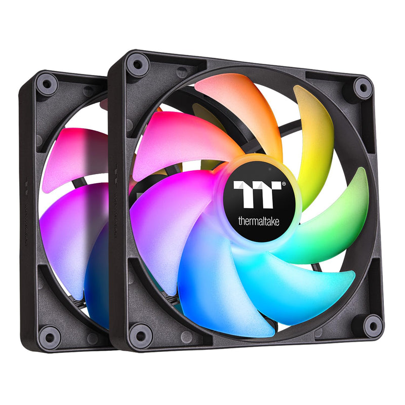 Thermaltake CT120 ARGB Sync PC Cooling Fan (2-Fan Pack), 5V Motherboard Sync, 16.8 Million Colors 9 Addressable LEDs, 120 mm Hydraulic Bearing Case/Radiator Fan, CL-F149-PL12SW-A Black 120mm