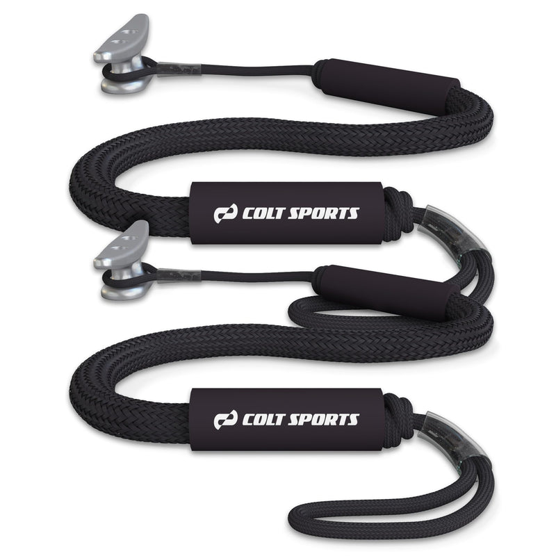 Bungee Dock Lines for Boats, Strong Jet Ski Dock Line, Boat Bungee Dock Lines, Boat Tie Downs for Dock, Boat Tie Off Rope, Mooring Lines for Boats - Boat Accessories (Black, 5FT (2-Pack)) 5FT (2-Pack) Black