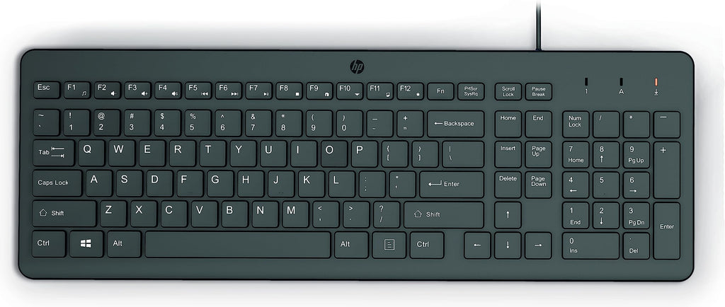 HP 150 Wired Keyboard with Numeric Keypad - Silent-Touch Chiclet Keyboard - Ergonomic, Comfortable - USB Plug-and-Connectivity, LED Indicators (664R5AA, Black)