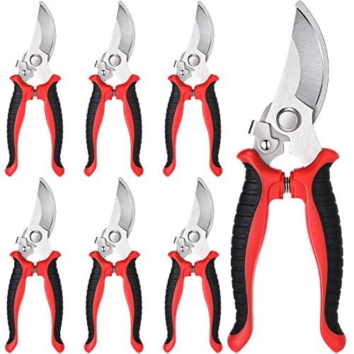 6 Pcs Garden Pruning Shears Heavy Duty Gardening Scissors,Red Black Red Black