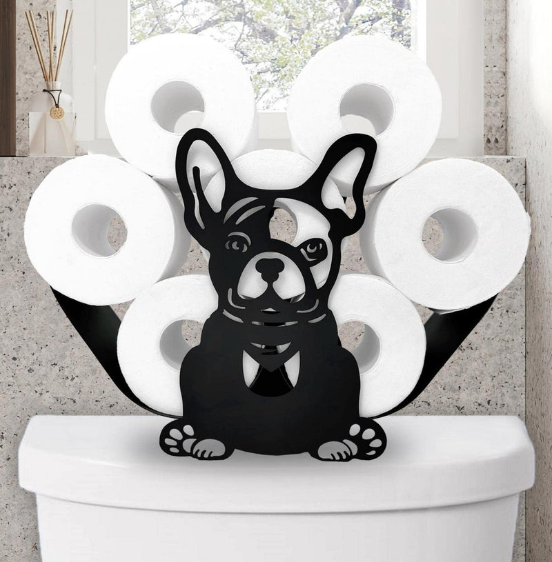 Metal Dog Paper Holders,Funny Black Animals Paper Storage Holders Stand for Indoor Bathrooms Kitchen,Novelty FreeStanding Toilet Rolls Storage Fit 8 Rolls,Practical and Convenient Dog 14.3"lx 4.7"wx9.7"h
