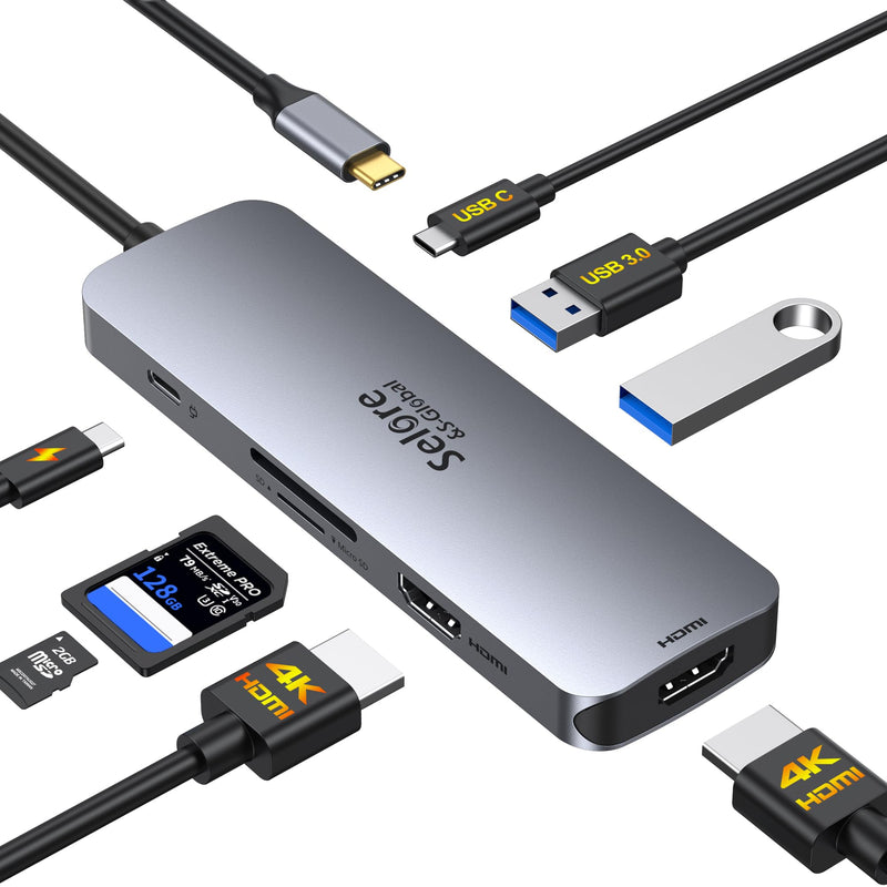 USB C Docking Station Dual HDMI Monitor,USB C to Dual HDMI Adapter with 2 HDMI Ports,PD Charging,SD/TF,USB A&C 3.0 Ports,USB C Hub HDMI for Dell XPS/HP/Lenovo/Surface/Yoga etc New 2 HDMI USB C Hub