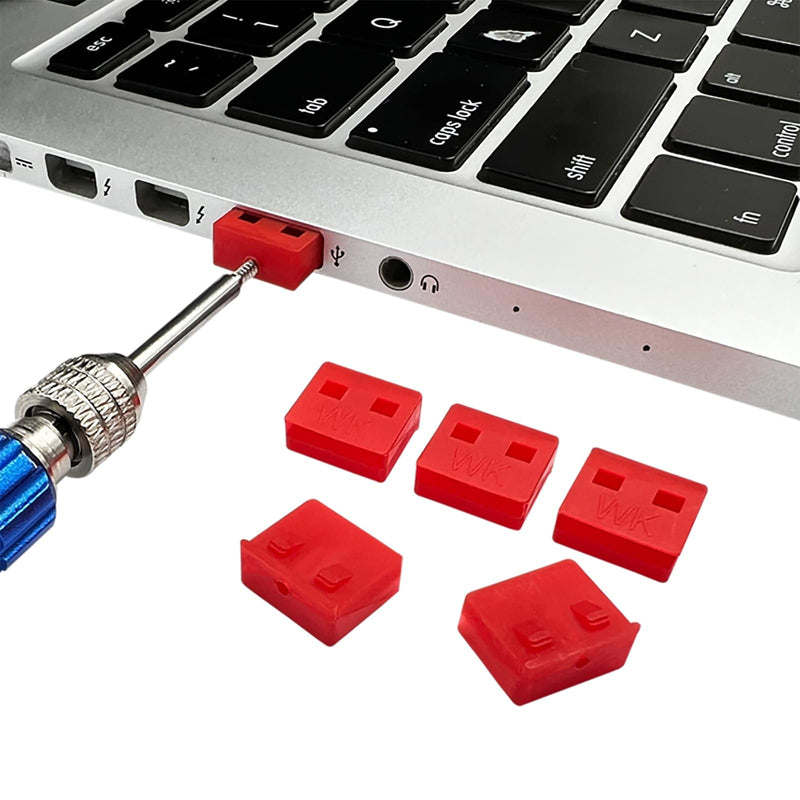 10Pcs USB Port Lock with 1 Keys, Locking USB Port/Dust Blocker, USB Dust Cover Cap Female Port Plugs Protector, Compatible with Computer,TV,Router,USB Devices(Red) 10+1 Red