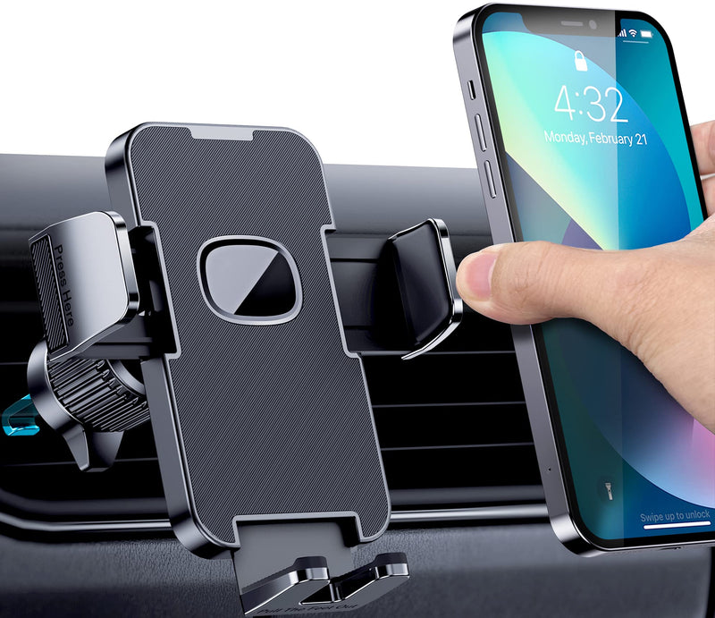 CINDRO Car Vent Phone Mount for Car [Military-Grade Hook Clip] Phone Stand for Car [Thick Cases Friendly] Air Vent Clip Cell Phone Holder for Smartphone, iPhone, Automobile Cradles Universal Dark