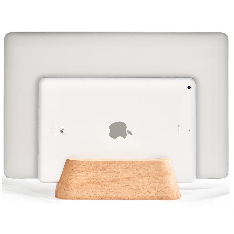 ACODE Wood Vertical Laptop Stand, Laptop Holder for Desk Compatible with MacBook Pro Air Surfaces,Laptops Storage Rack Slot Thickness 0.59" to 0.71"，Vertical Laptop Stand 2 Slots for max 2 Devices 2 Fagus lishizhijia