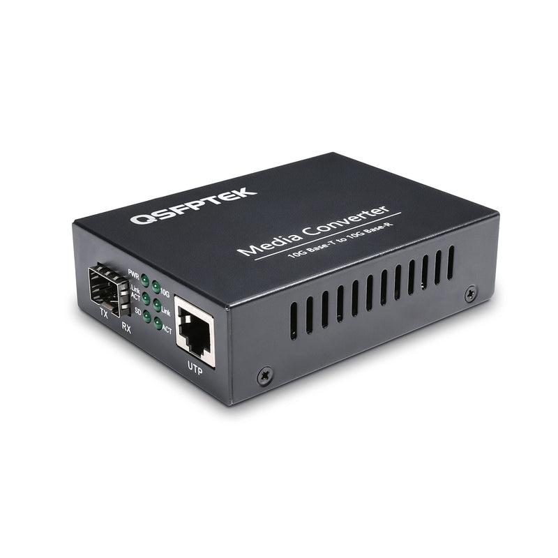 10G SFP+ to RJ-45 Media Coverter, 10 Gbps Gigabit Copper UTP Ethernet Fiber Optic Converter, Unmanaged 1x 100M/1G/2.5G/5G/10GBase-T RJ45 to 1x 10GBase-X SFP+ Slot, Support 10G SR/LR SFP Module Normal 1Pack
