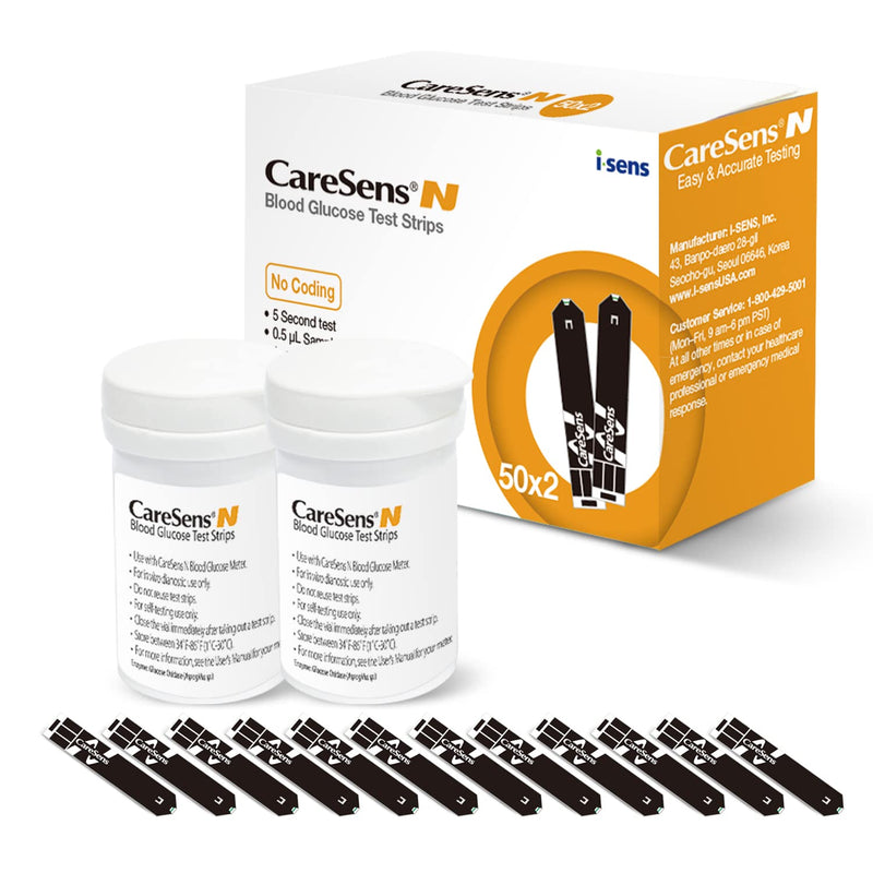 CareSens N Blood Glucose Test Strips (100 ct) - Only for CareSens N Family Meter Kits… 100 Count (Pack of 1)