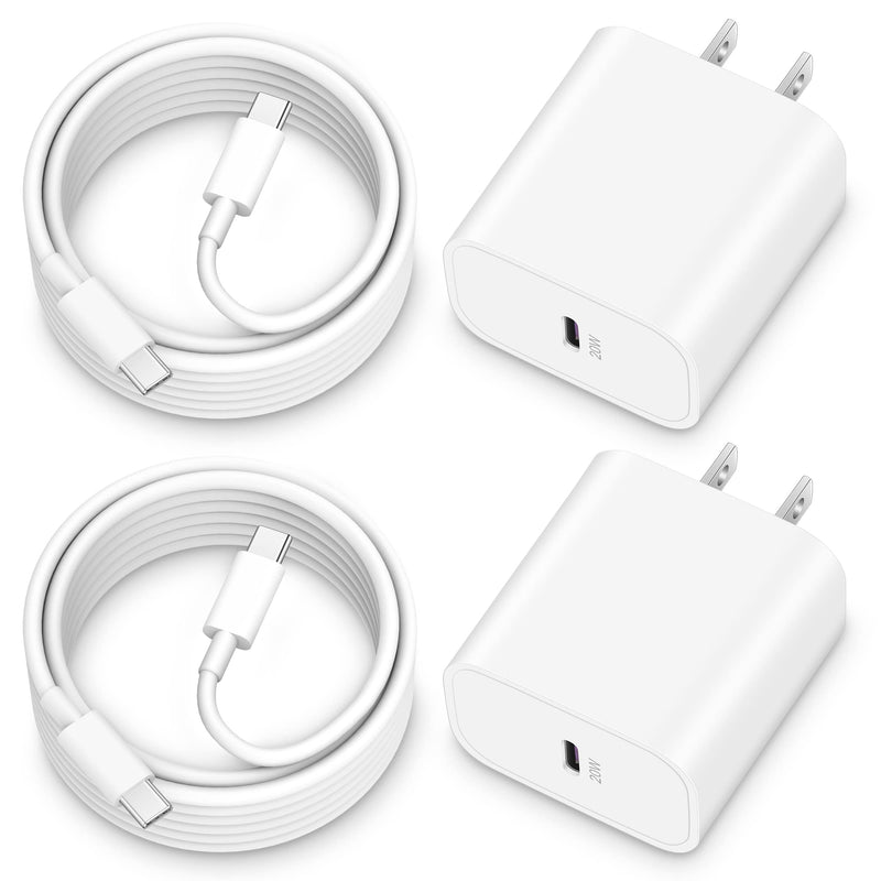 20W Apple Fast Charger for 2022/2021/2020/2018 iPad Pro 12.9/11, iPad 10th Generation, iPad Air 5th/4th, iPad Mini 6, 2Pack USB C Wall Charger Block Type C Fast Charging Plug with 6FT USB C to C Cable 6FT iPad charger 2Pack