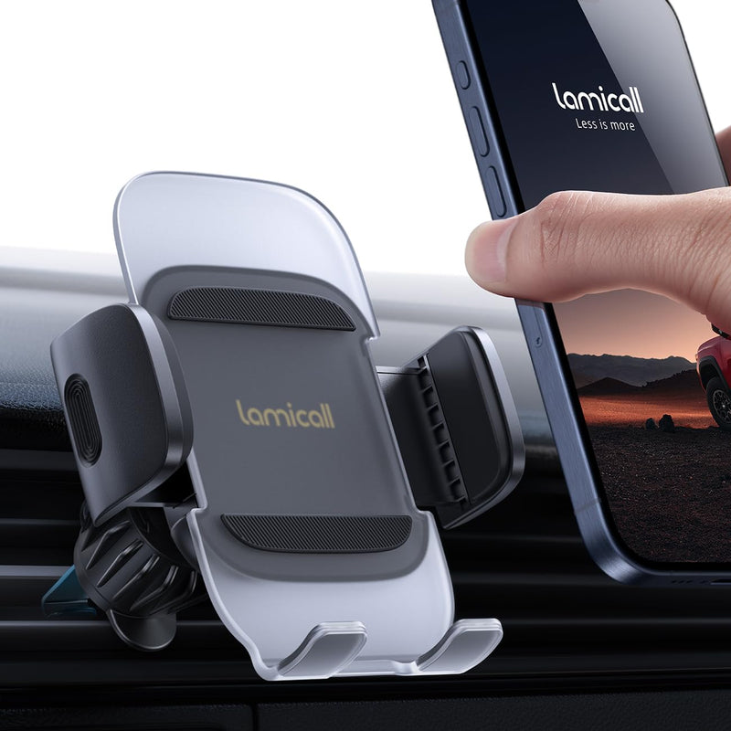 Lamicall Car Phone Holder Vent- Upgraded-2nd Generation Cell Phone Mount Cradle [Thick Cases Friendly] Hands Free Phone Stand for Car Phone Mount Fit iPhone 15 14 13 12 Pro Max Plus Smartphone