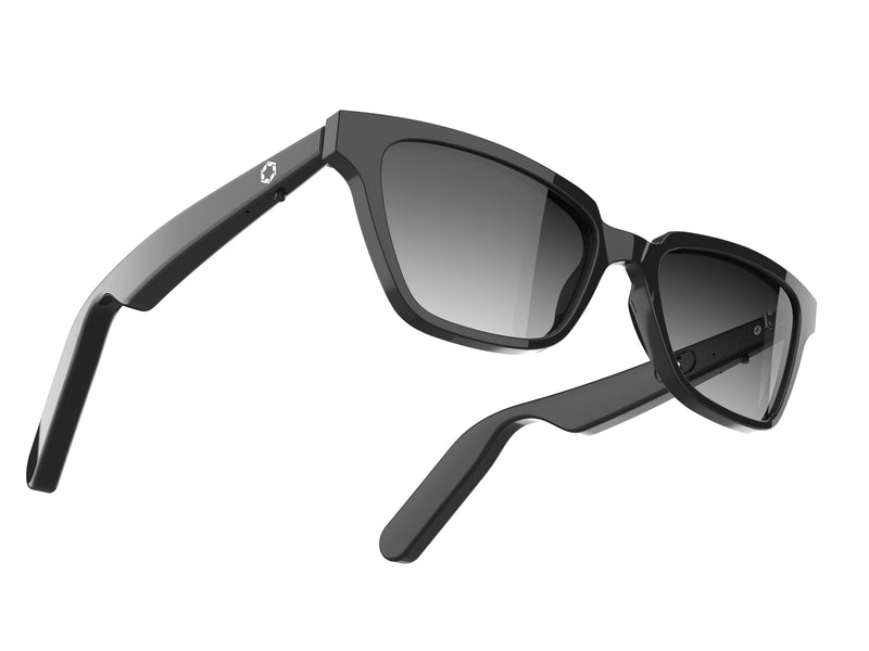 Lucyd - Smart Glasses w/UV Protection for Women - Open Ear, Noise Canceling Wireless Mics, Compatible with Voice Assistants – Nebula Black Gradient Polarized Lens