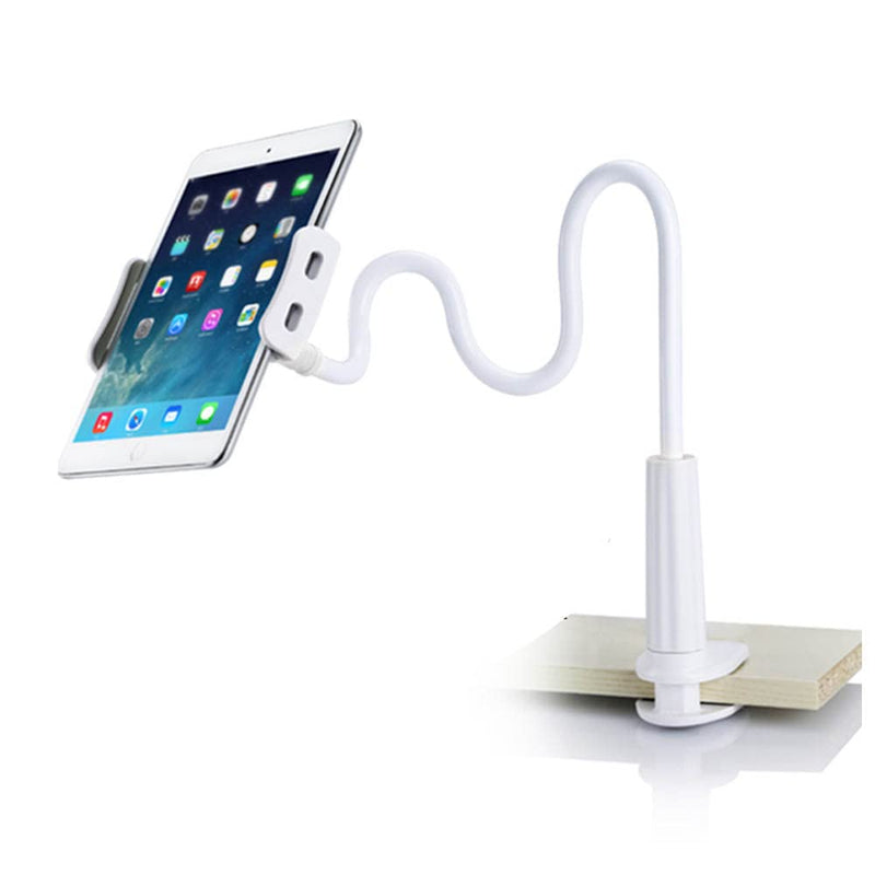 LEVO Clamping Gooseneck Phone and Tablet Mount Holder with Flexible Long Arm – Ideal for Desk, Office, Bedside, Headboard, Kitchen Counter, Boat, RV, and More - White