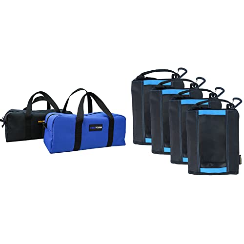 MELOTOUGH Utility Tool Tote bag Combo Kit + Canvas Tool Pouch Small Zipper Tool Bag -Fastener Bag with Carabiner Clip