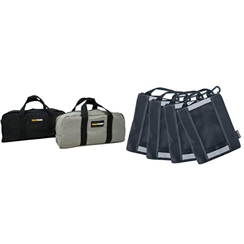 MELOTOUGH Utility Tool Tote Bag Combo Kit + Small Tool Pouch Zipper Bag with Mesh Window and Carabiner Clip