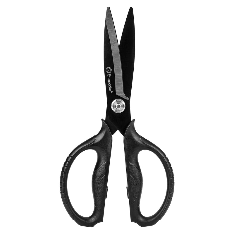 Sunnecko Kitchen Scissors All Purpose Heavy Duty Scissors Titanium Coated, Kitchen Shears for Food, Micro Serrated with Detachable Blades 8 inch Black Titanium Plated Kitchen Scissors