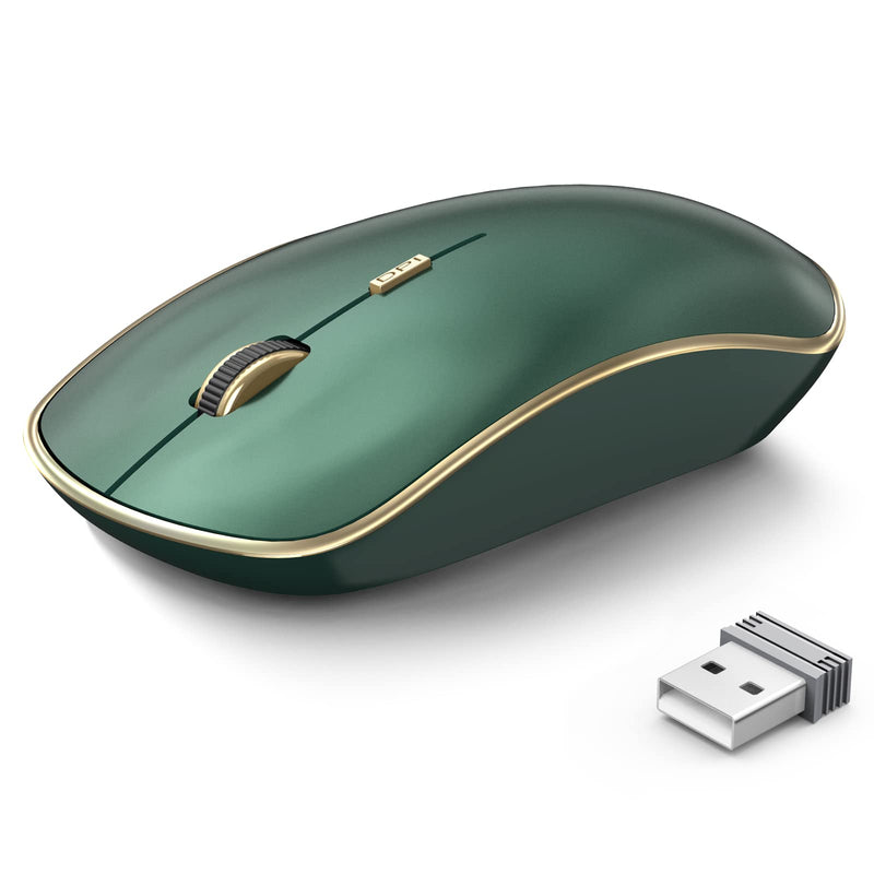 JOYACCESS 2.4G Slim Wireless Silent Mouse, Portable Wireless Computer Mouse with 5 Adjustable DPI Levels, USB Mouse for Desktop, Notebook, MacBook, Chromebook, PC (Green) Green