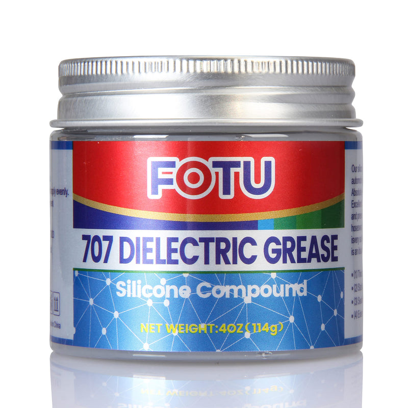 FOTU 707 Dielectric Grease for Electrical Connectors to Battery Terminal 、Spark Plug, Waterproof Plumbers Silicone Grease to O Ring Seal，Automotive Super Lube Synthetic Grease (4 Oz, 1-Pack) 4 Oz