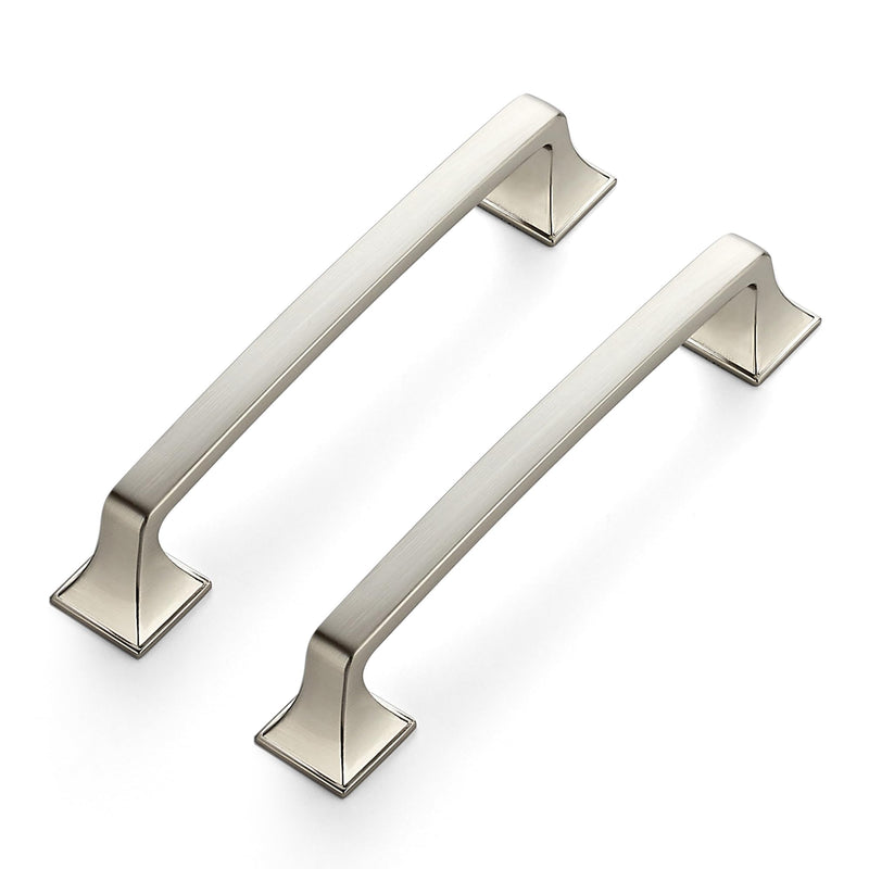Ravinte 5 Pack Solid 5" Square Foot Arch Pulls Kitchen Cabinet Handles Brushed Nickel Pulls Silver Dresser Kitchen Cupboard Hardware Handles for Cabinets Cupboard Drawers 5 Inch Hole Center