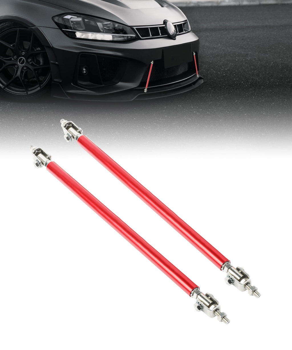 Front Splitter Support Rods for Cars Vehicles, Adjustable 8''-11'' Front Lip Strut Rod Bumper Splitter Universal Tie Support Bars, Automotive Replacement Strut Rod (Red)