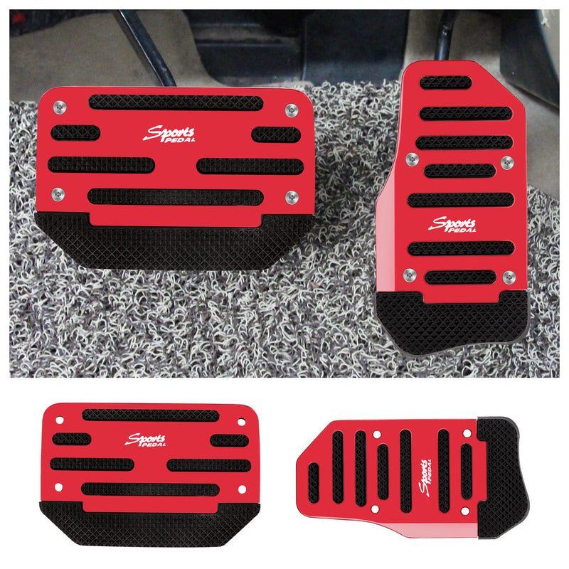 2PCS Non- Slip Automatic Transmission Pedal Covers Replacement Kit,Aluminum Alloy Gas Pedal&Brake Pedal Cover Sporty Car Decor,Universal Car Accessories for Car Safty (Red/2pcs) Red/2pcs