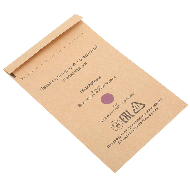 YUYTE 100 Disposable Sterilisation Self Sealing Cleaning Bags, Autoclave Kraft Paper Cleaning Bags for Dentist Tools and Nail Art Accessories (130 x 200 mm) 130*200mm