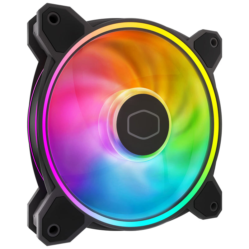 Cooler Master MasterFan MF140 Halo² Fan, Duo-Ring ARGB Gen 2 LED Rings, 120mm 1600rpm Dynamic PWM, Enlarged Fan Blades, Hybrid Frame for PC Case, Liquid and Air Cooler (MFL-B4DN-16NP2-R2),Black Black 140mm ARGB Halo²