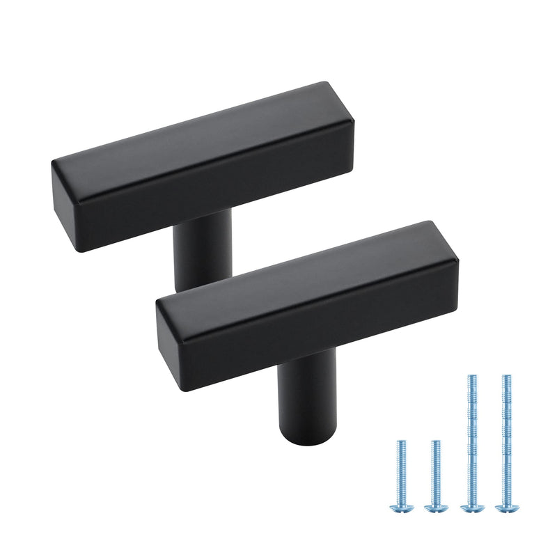 JOY DECOR 30 Pack Matte Black Kitchen Cabinet Drawer Pulls, Square Bar Handles for Cupboards, 2 Inch Cabinet Pulls with Single Hole, Stainless Steel Kitchen Cabinet Hardware Matte Black Square T-Shaped