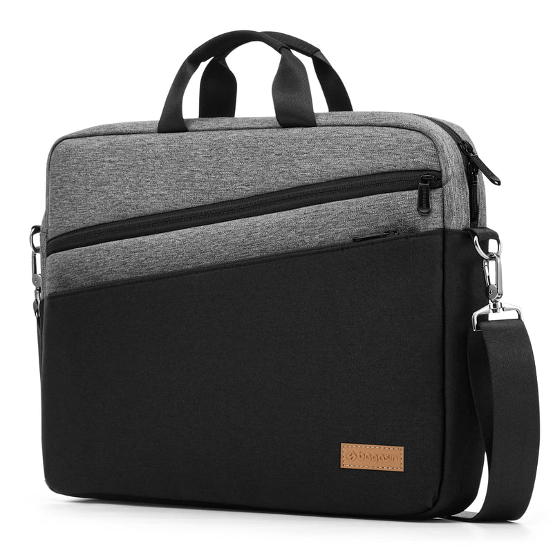 15 15.6 16 inch Laptop Computer PC Shoulder Bag Carrying Case, Water-Repellent Fabric Briefcase, Lightweight Toploader, Business Casual or School 15-16 inch Grey