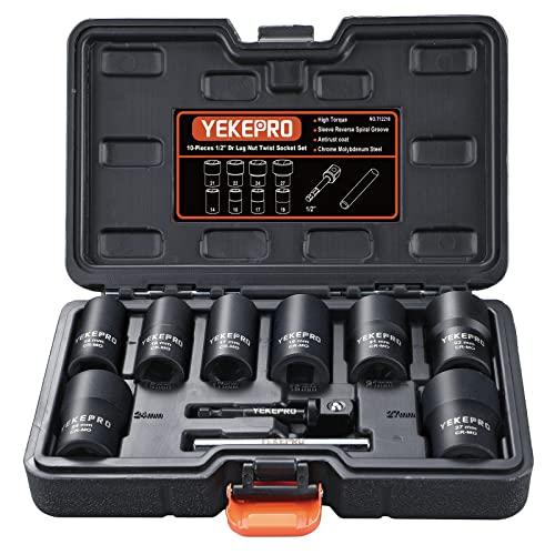10PCS Lug Nut Removal Tool, 1/2" Drive Bolt Extractor Kit 10-Piece Twist Socket Set