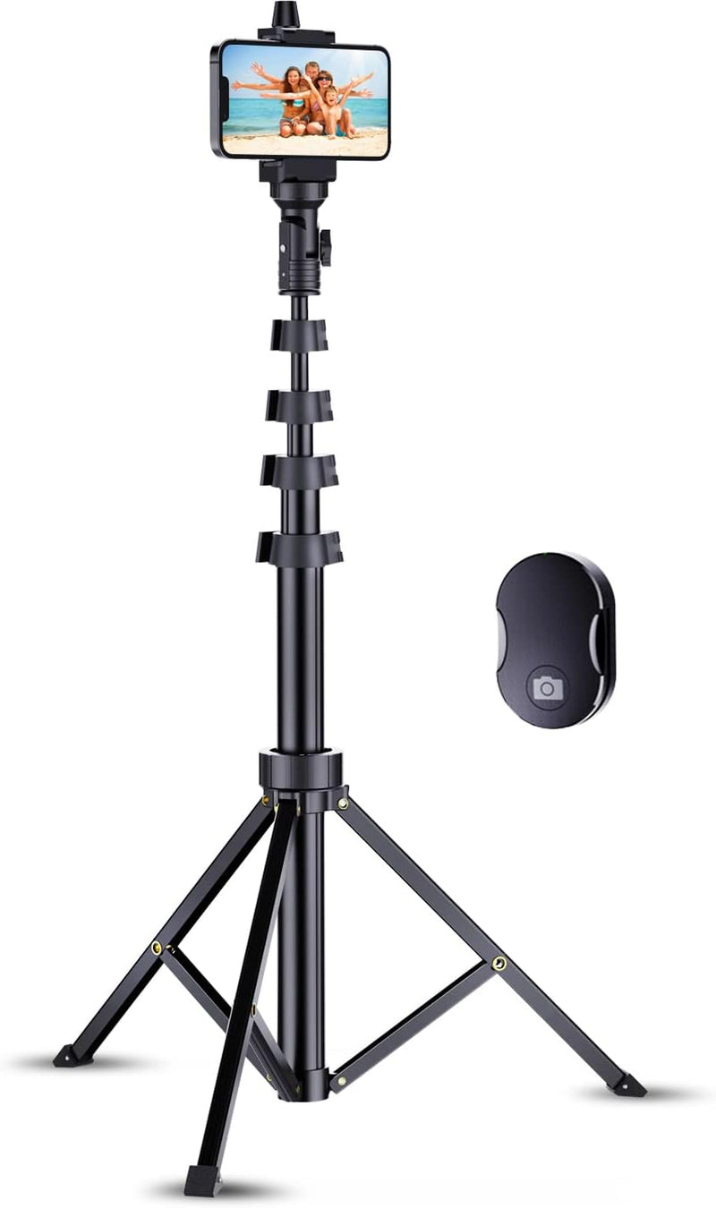 Fugetek Professional Cell Phone Tripod, Portable All in One, Bluetooth Remote, Phone Holder, Compatible with iPhone & Android Devices, Non Skid Feet, Black