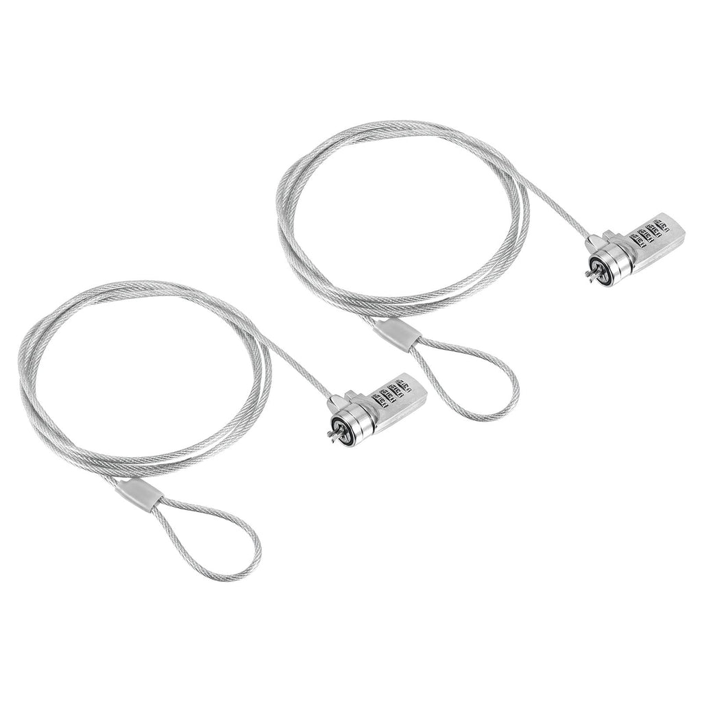 PATIKIL Laptop Cable Lock, 5 Ft Security Cable, 2 Pcs 4 Digit Combination Computer Lock for PC Desktop Notebook, Silver 1.5m