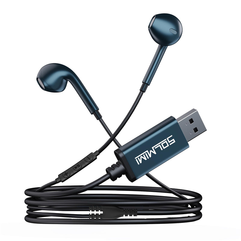 USB Earbuds with Microphone for PC Laptop, 2M/6.5ft USB Headset with Microphone for PC, USB Headphones for Computer Laptop PC PS4 PS5 Notebook Desktop Office Home with Volume Control& Mute Middle mic
