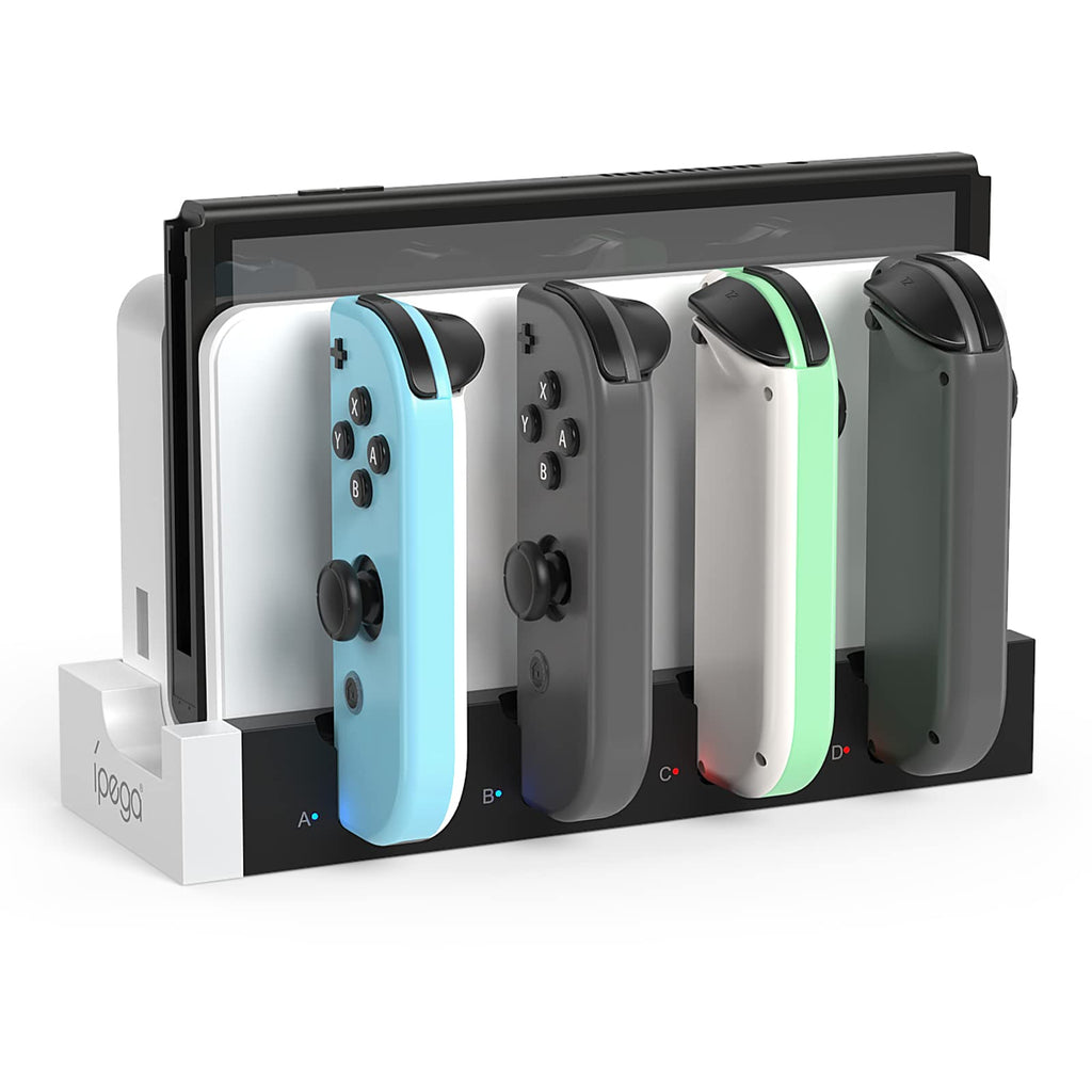 Charging Dock Compatible with Nintendo Switch & Switch OLED Model Joycons, Switch Controller Charger Dock Station for Joycon Charges up to 6pcs, Charging Stand Station for Nintendo Switch/OLED Model Pure white