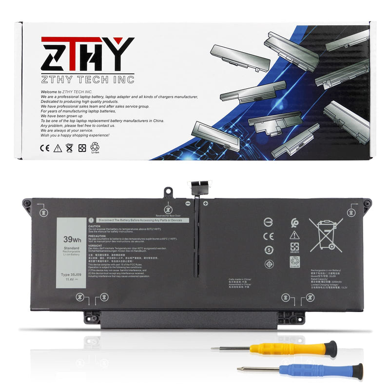 ZTHY 39Wh 35J09 Laptop Battery Replacement for Dell Latitude 7310 7410 Series Notebook P34S P34S001 JHT2H Y7HR3 4V5X2 HRGYV WY9MP XMV7T 0HRGYV 07CXN6 0YJ9RP 009YYF 11.4V 3255mAh