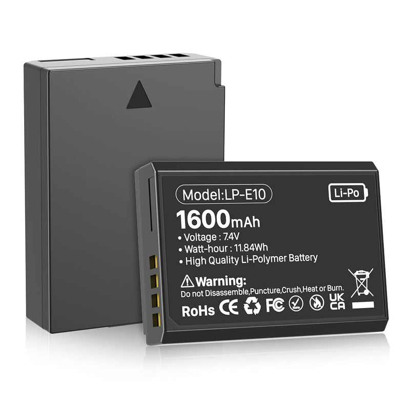 LP-E10 Battery 7.4V 1600mAh Rechargeable Battery for EOS Rebel T3, T5, T6, T7, Kiss X50, Kiss X70, Kiss X80 Kiss X90 EOS 1100D, EOS 1200D, 1300D, 2000D, Digital Camera Replacement Battery-1 Pack 1 Pack battery