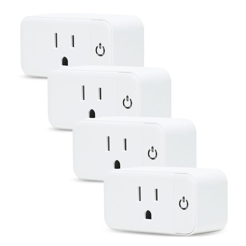 4 Pack Smart Home Wi-Fi Plugs - Alexa & Google Home Compatible, White, Toggle Switch, Automatic Operation 4 Pack