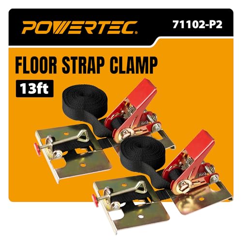 POWERTEC Wood Flooring Strap Clamp, Flooring Installation Clamp with 13ft Nylon Strap, 220 lbs Clamping Force, Fits Laminate, Tongue & Groove, Hardwood Floors, Durable Metal, 2PK (71102-P2) 2