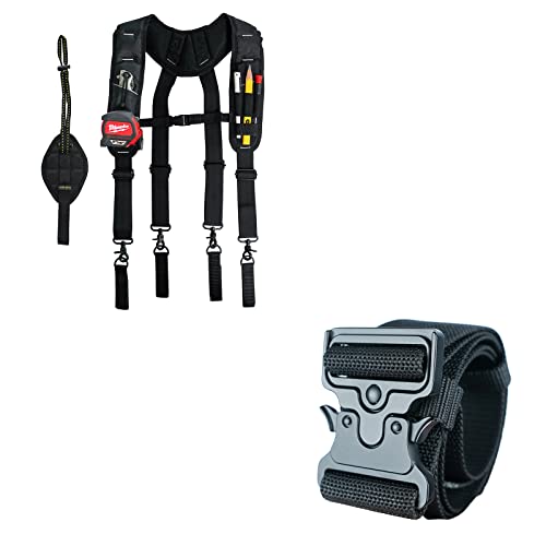 KUNN Magnetic Tool Belt Suspenders & 2-Inch Work Tool Belt Quick Release
