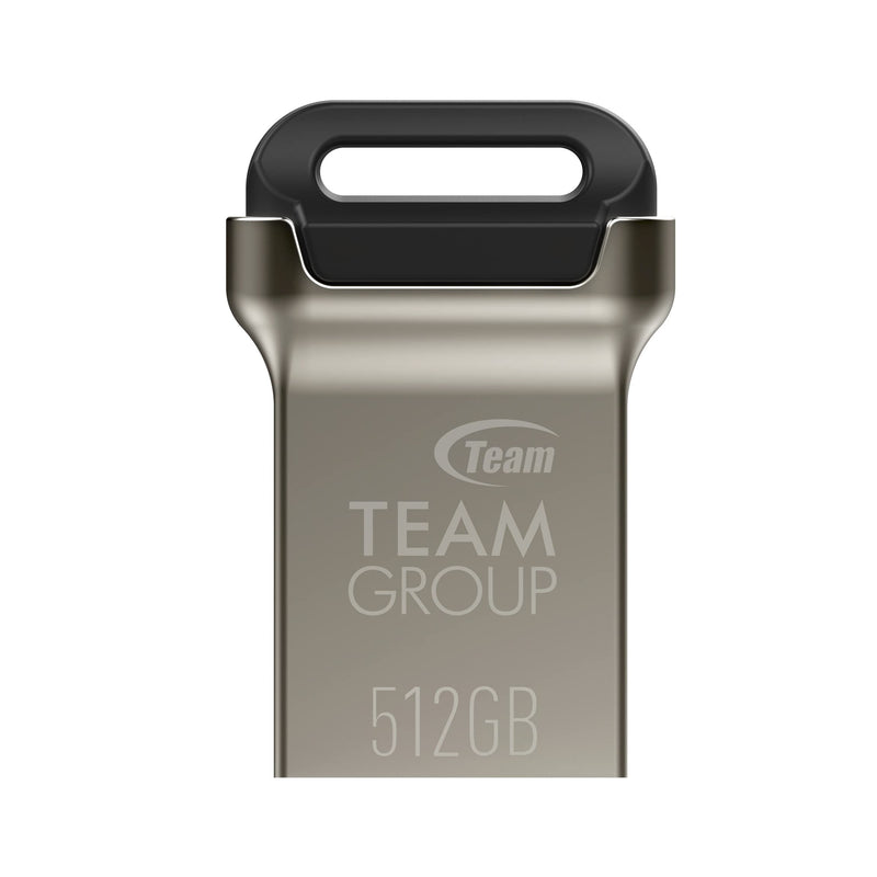 TEAMGROUP C162 512GB USB 3.2 Gen 1 USB 3.1/3.0 Mini Fits Metal Read 140MB/s Flash Thumb Drive External Data Storage Memory Stick Compatible with Computer/Laptop Black TC1623512GB01