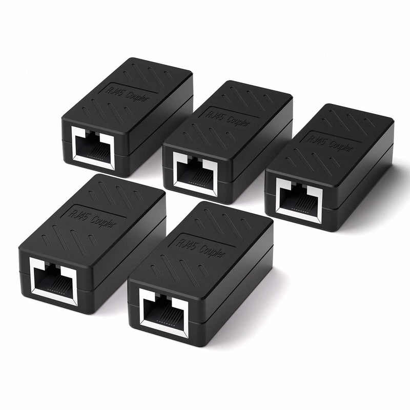 Y.D.F RJ45 Coupler Inline Coupler Cat 8 Cat 7 Cat 6 Cat 5e Cat 5 Ethernet Coupler Ethernet Extension Cable Ethernet Cable Extender for TV/Router/PC/Network switch/Xbox/PlayStation/Switch（5 Pack） RJ45 5 PCS Black
