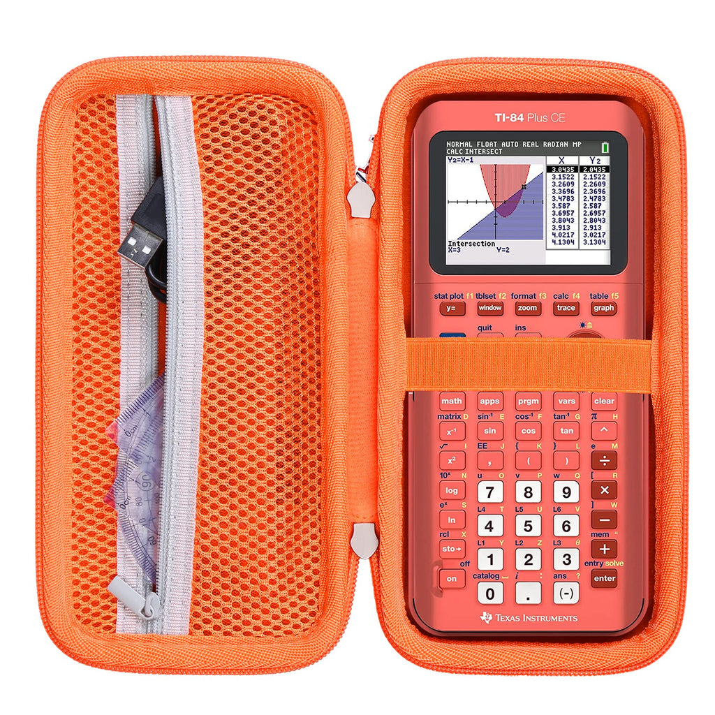 Khanka Hard Travel Case Replacement for Texas Instruments TI-83 Plus/TI-84 Plus/TI-84 Plus CE Color Graphing Calculator, Case Only (Coral) Orange