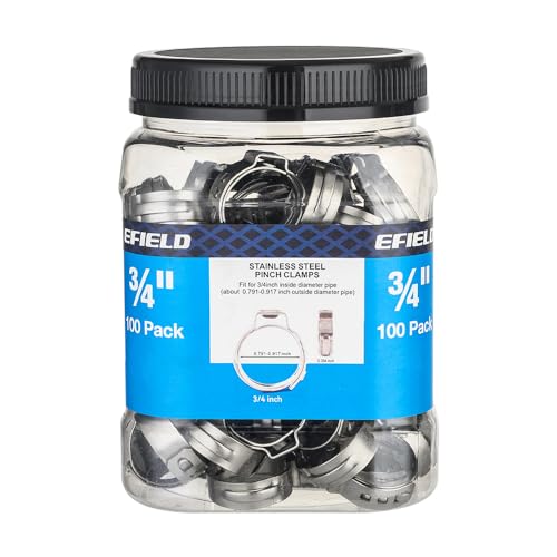100 piece EFIELD 3/4-inch Pex Crimp Cinch Clamp Rings SS-3/4 Pack 100