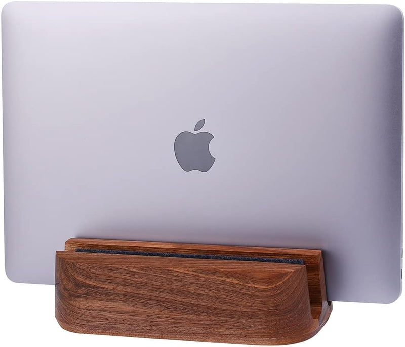 Dual Laptop Stand Vertical Laptop Holder - All MacBook Vertical Stand up to 0.7'' Thick - Handmade Holder Made of Natural Wood (Dual Walnut) Dual Walnut